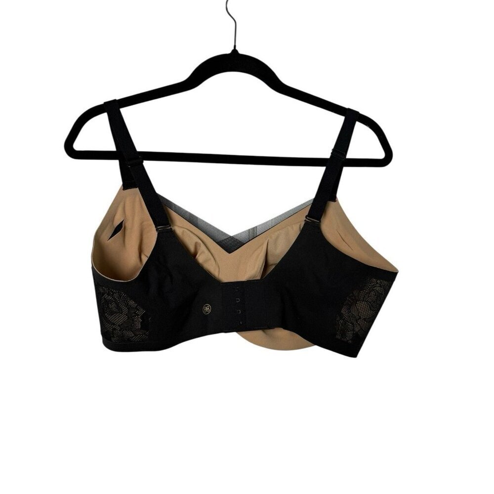 Honeylove CrossOver Contour Wireless Bra 1X 40 C/D Black Mesh Smoothing Comfort - Picture 2 of 9